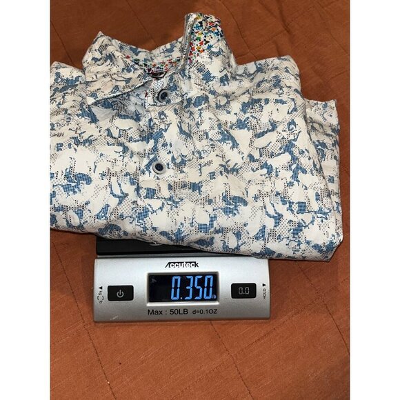 Robert Graham Blue Hagerman Classic Short Sleeve Button-Up Shirt Men's Size M - Picture 9 of 9